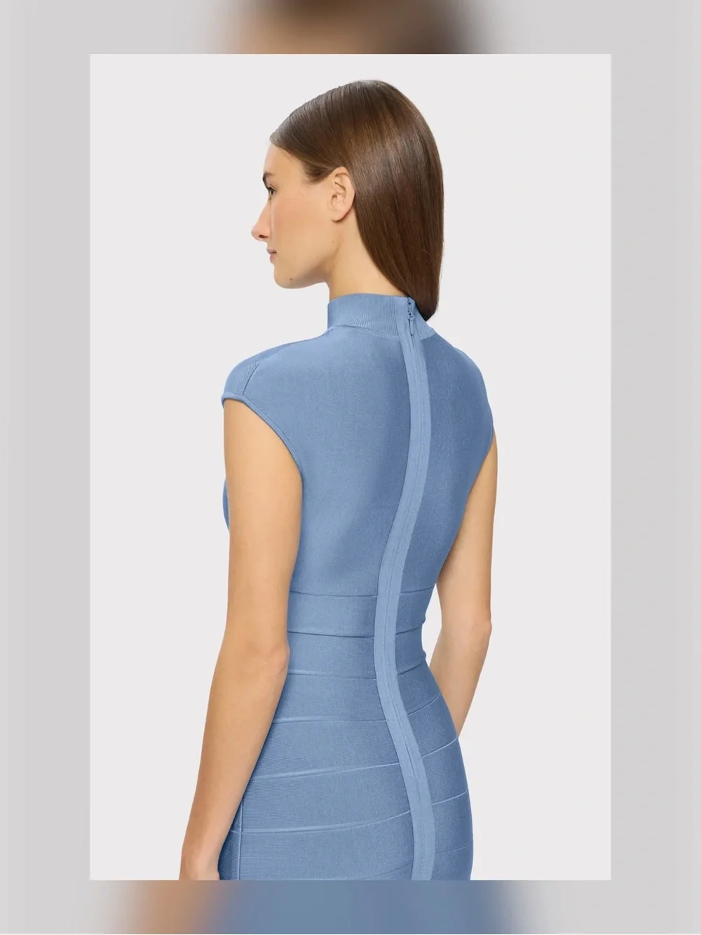 Hervé Léger Cap Sleeve Cut-Out Gown